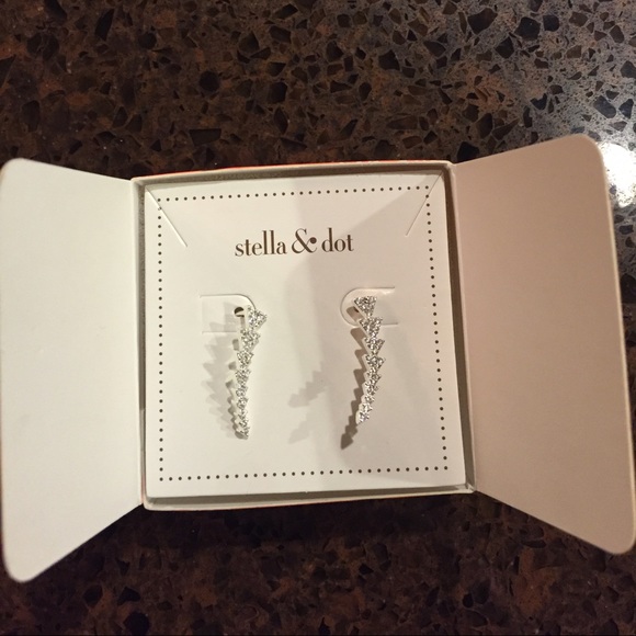 New in box, pave triangle path ear climber.