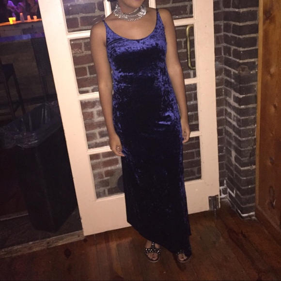 Blue Formal Velvet Dress - Picture 1 of 4