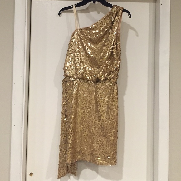 Gold Sequin One Shoulder Dress