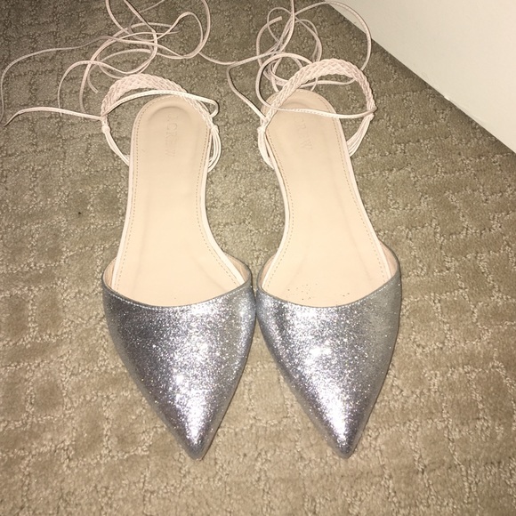 J Crew silver sparkly pointy flats - Picture 2 of 6