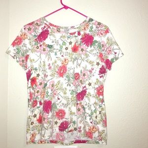 Fun colorful floral crew top