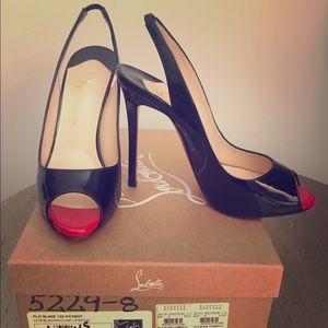 LOUBOUTIN
Sling 120 Patent Black Pumps -Size: 38