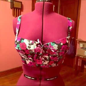 NWOT Skull and Rose Tattoo Bikini Top