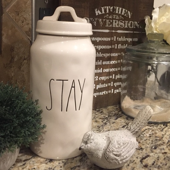 Rae Dunn Stay dog treat container