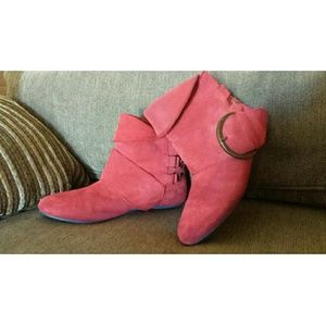 Naughty Monkey Rock Out red suede bootie
