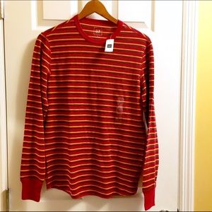 MENS  casual long john styled striped shirt