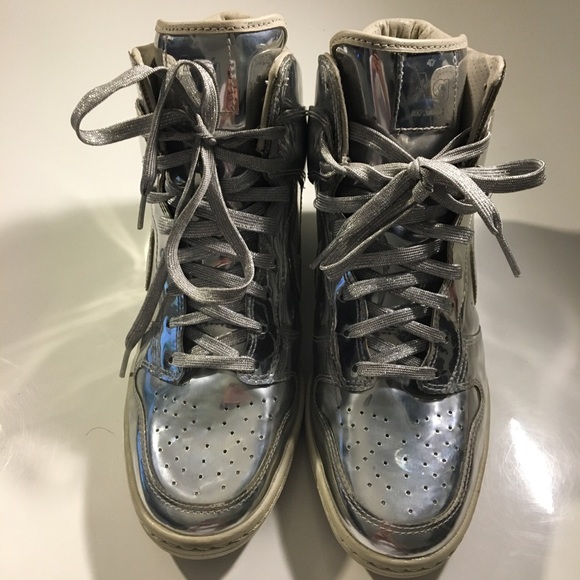 Nike Shoes - Nike Sky High Liquid Metal Metallic Sneaker Wedge Nike Shoes - Nike Sky High Liquid Metal Metallic Sneaker Wedge