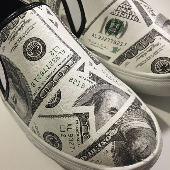 Shoes - Money Print Slip On Shoes. Shoes - Money Print Slip On Shoes.