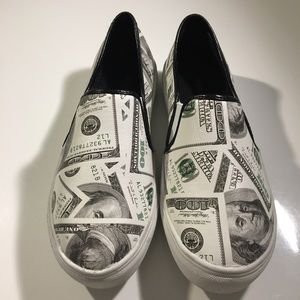 Shoes - Money Print Slip On Shoes. Shoes - Money Print Slip On Shoes.