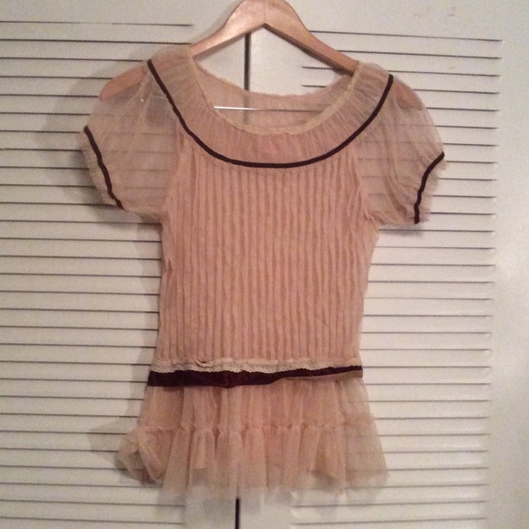 Lu lu Lame sheer pleated blush top