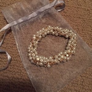 Stretchy Pearl and Rhinestone Bracelet