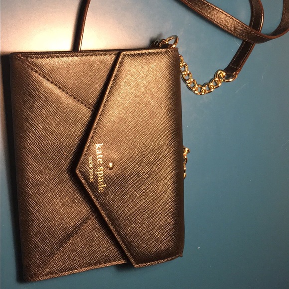 Black leather Kate Spade clutch purse. Worn once.
