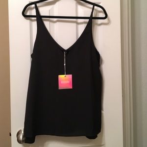 NWT Missguided Black V-neck Chiffon Tank