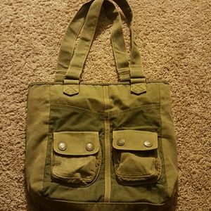 Army Green Denim Tote Bag