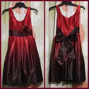 Crimson Red party dress, with straps.