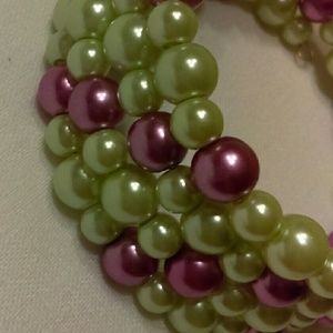 Handmade Memory Wire Bracelet Green/Purple