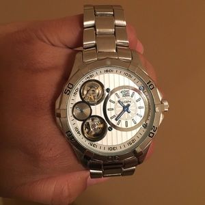 Mens silver Elgin automatic watch