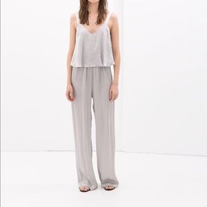 Brand New Zara Silver Flounce Jumpsuit