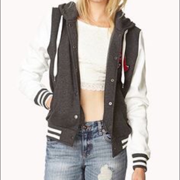 Forever 21 Hooded Varsity Jacket