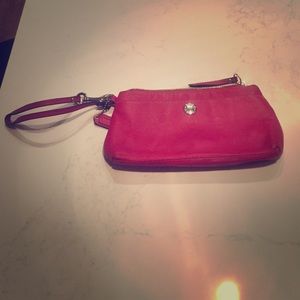 Coach hot pink wristlet