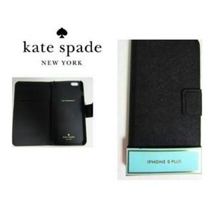 Kate Spade Black Folio Leather iPhone 6 Plus case