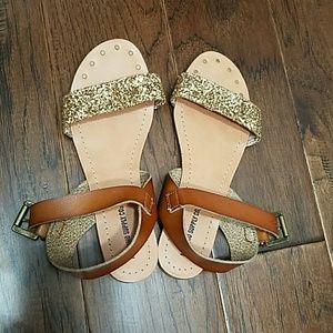 Gold glitter and cognac studded mossimo sandals