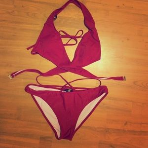 Burgundy MISSGUIDED  bathing suit set