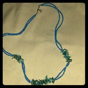 Beautiful Seashells vibrant blue necklace