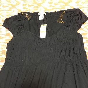 NWT Black Plus Size Cap-Sleeve Babydoll Top
