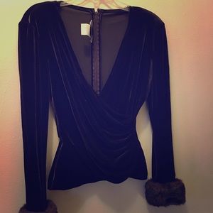 Timeless TADASHI Brown Velour Blouse