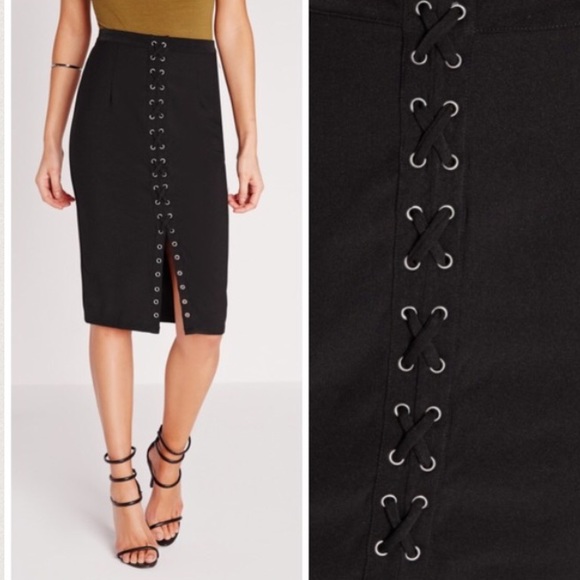 NWT Missguided Lace Up Midi Skirt - Picture 3 of 3