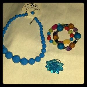 Beautiful necklace set ,bracelet , adjustable ring