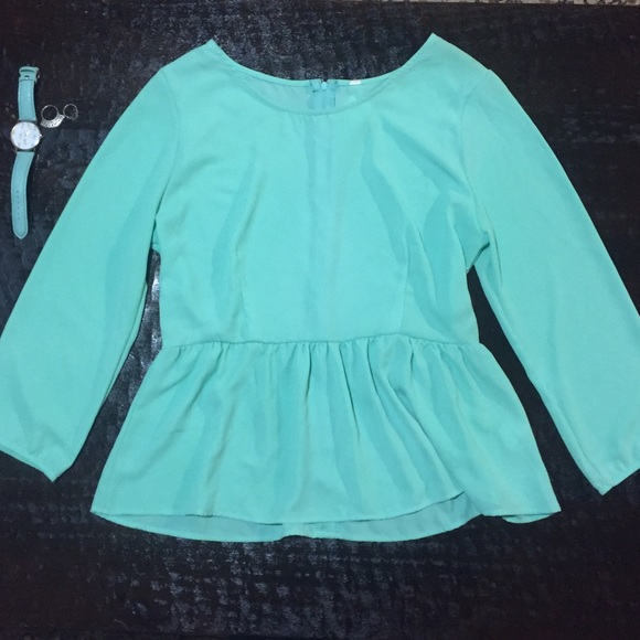 Mint green peplum blouse