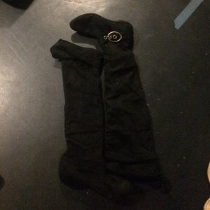 *ON HOLD*Velour, cuffed leg, over knee flat boots