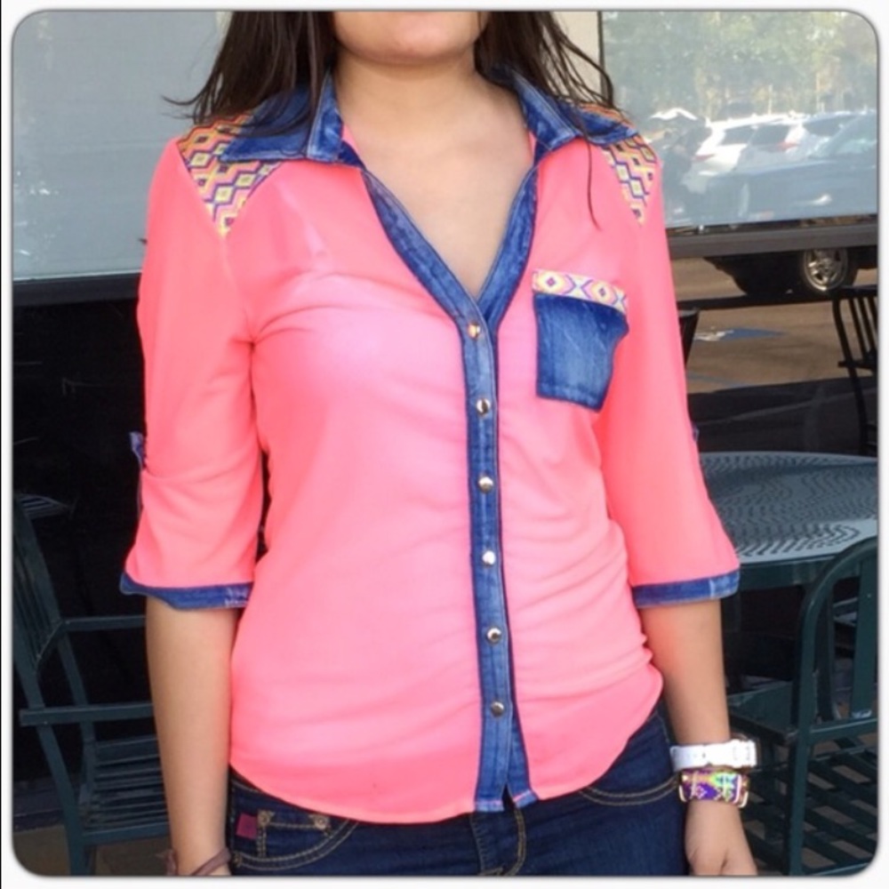 Lucy Pink Jean Blue Top - Picture 2 of 4