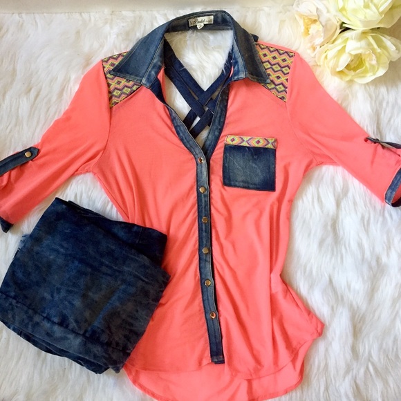 Tavoos Fashion Tops - Lucy Pink Jean Blue Top