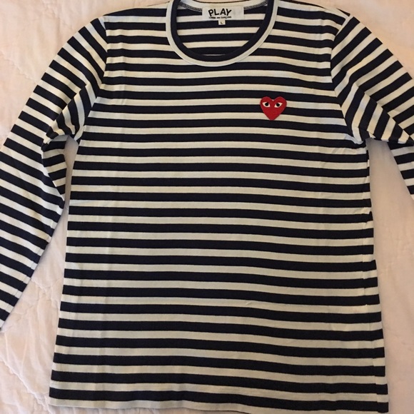 AUTHENTIC Commes des Garcons Striped Heart T-Shirt