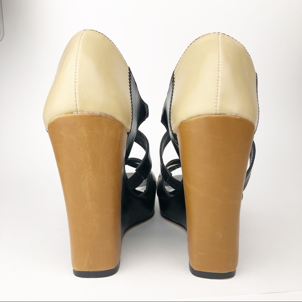 BabyPhat JUNO Black Tan Wedge Heel Strapy Sandal - Picture 4 of 8