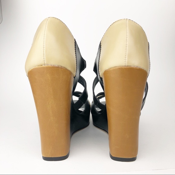 BabyPhat JUNO Black Tan Wedge Heel Strapy Sandal - Picture 4 of 8