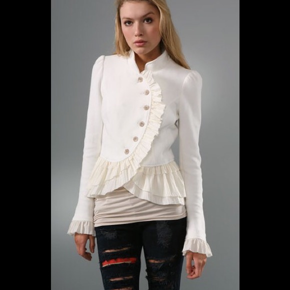 Free People Military Ruffle Jacket