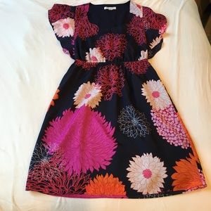 Banana Republic Floral Flutter Sleeved Dress Sz 2