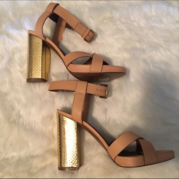 MARNI Peach Sandal Gold High Heel Size 38 - Picture 3 of 4