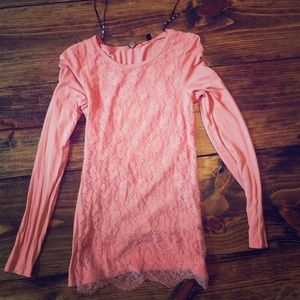 Women's BKE lace overlay top