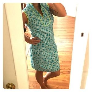 Teal and lime green dress