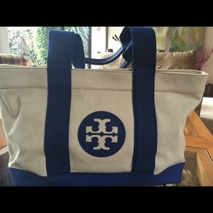 Tory Burch canvas blue bag