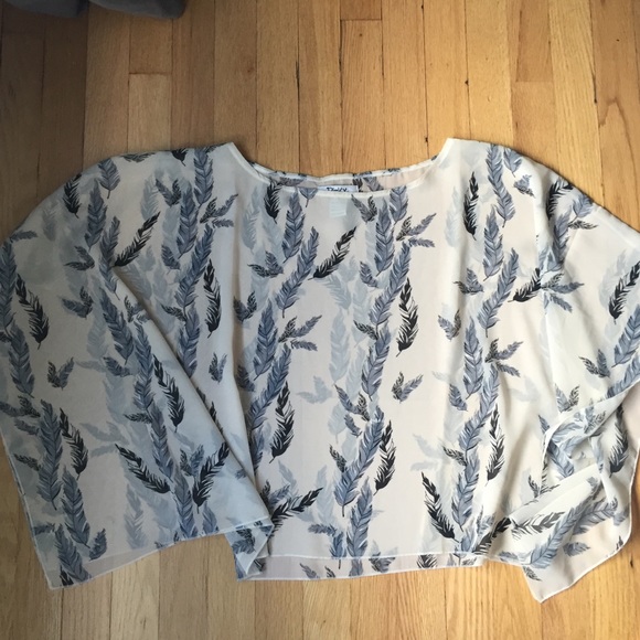 Feather Print Square Dolman Top