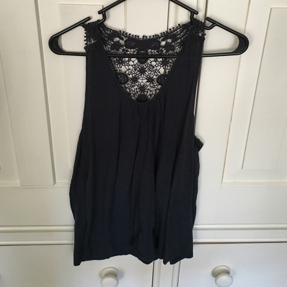 Navy blue lacy racerback tank