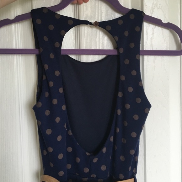 Navy & Brown Polka Dot Dress 🍂🍁 - Picture 4 of 4