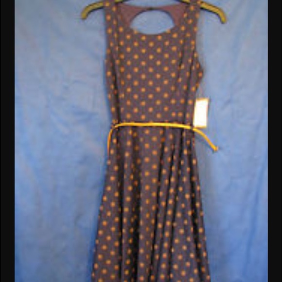Navy & Brown Polka Dot Dress 🍂🍁 - Picture 2 of 4