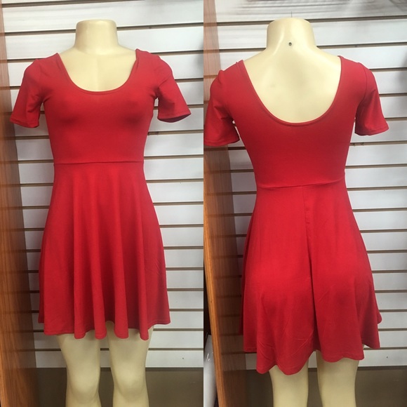 Red flared Dress